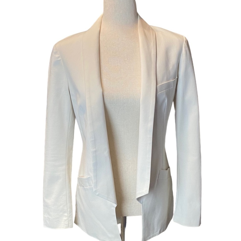 Marissa Webb Womens White Shawl Collar Open Front Tie Back Blazer Jacket XS